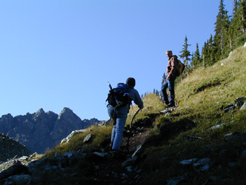 Dianne and Wilbur step Into the Light just above the Moraine